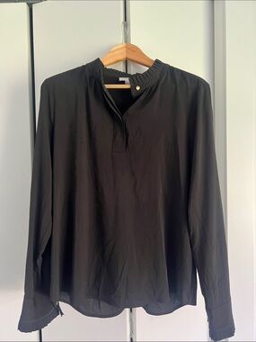 Black Long Sleeve Ruffle Collar Blouse
